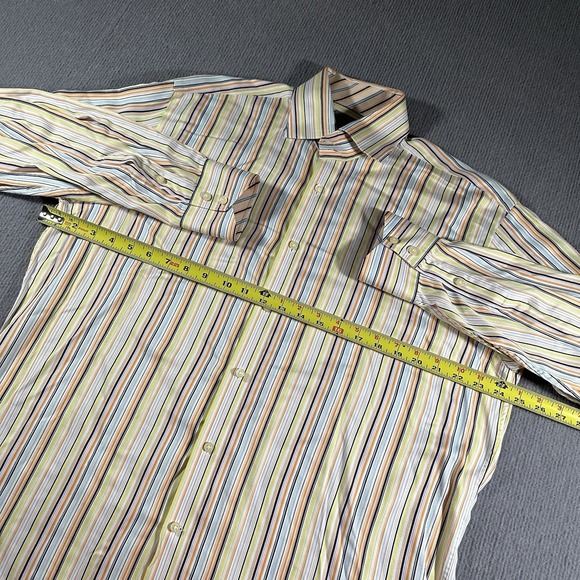 Thomas Dean Shirt Mens Large Orange Stripe Flip Cuff Long Sleeve‎ Button Up - Picture 5 of 6